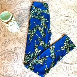 LuLaRoe Blue Statue of Liberty Print Kids Leggings
